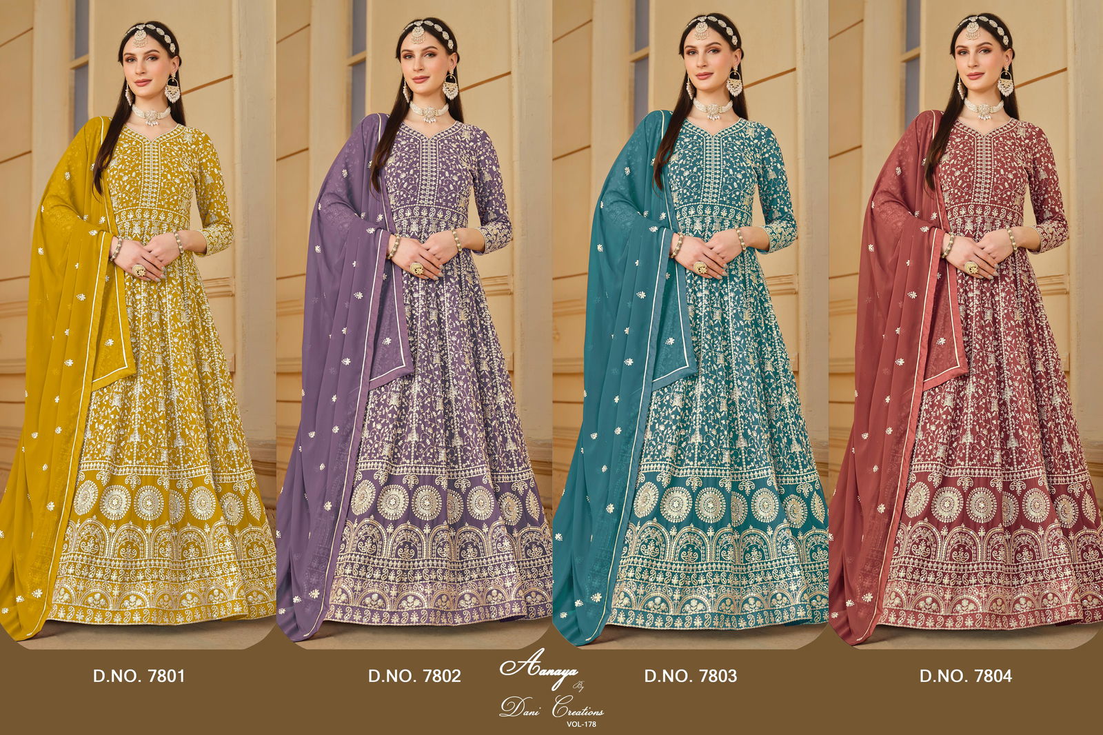 Aanaya Vol 178 Series 7800 Georgette Wedding Wear Gown With Dupatta Wholesale Market In Surat
